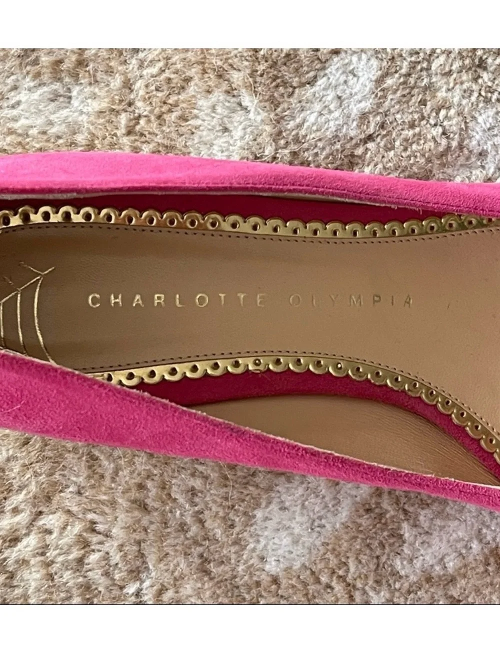 Charlotte Olympia Lady Like Point Toe Shoes Pink Suede Size 38